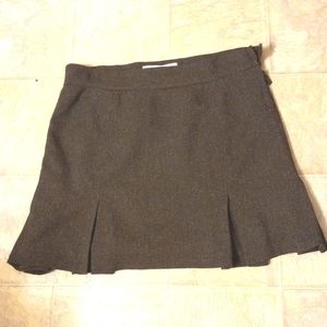 Studio Petite 14P Skirt Dark Brown Pleats Side Zipper Lined Minimalist Office